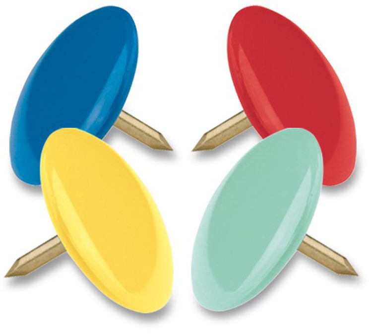 Picture of 0028 PLASTIC COATED ASSORTED COLOURED THUMB TASKS X100 10MM